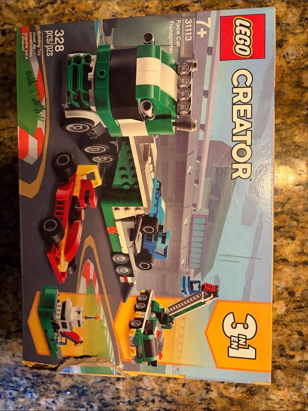 LEGO 31113 Creator 3 in 1 Green & White Race Car Transporter Building Set